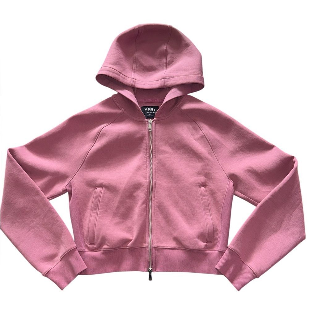 NWOT Abercrombie & Fitch YPB Women's Pink Hooded NeoKnit Max Full Zip Jacket XXS